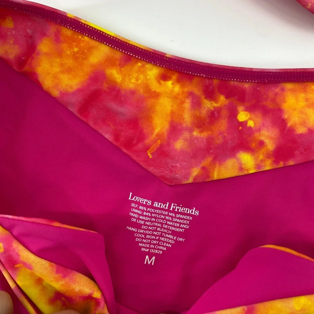 Lovers and Friends Bikini Set Womens Medium Pink Tie Dye Underwire High Leg 2pc - Picture 3 of 6